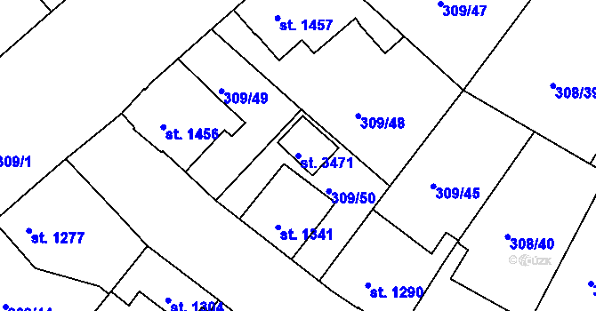 Parcela st. 3471 v KÚ Jičín, Katastrální mapa