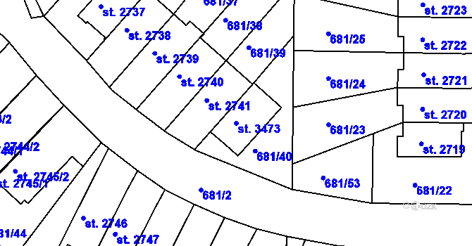 Parcela st. 3473 v KÚ Jičín, Katastrální mapa