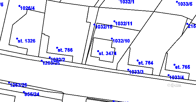 Parcela st. 3474 v KÚ Jičín, Katastrální mapa