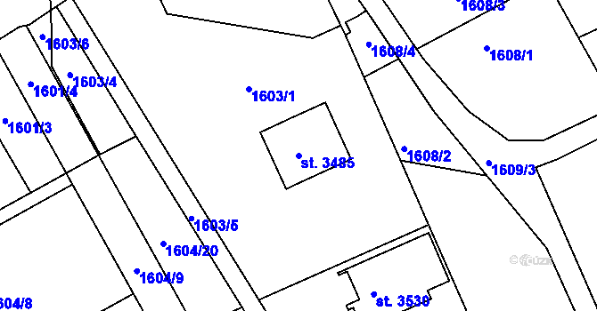 Parcela st. 3485 v KÚ Jičín, Katastrální mapa