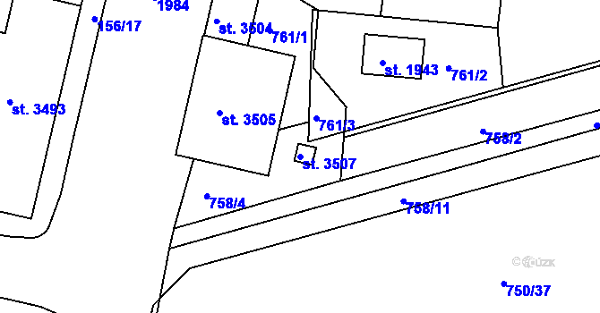 Parcela st. 3507 v KÚ Jičín, Katastrální mapa
