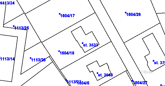 Parcela st. 3533 v KÚ Jičín, Katastrální mapa