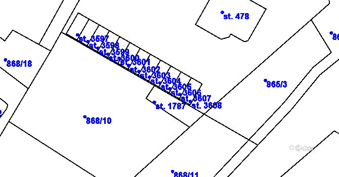 Parcela st. 3606 v KÚ Jičín, Katastrální mapa