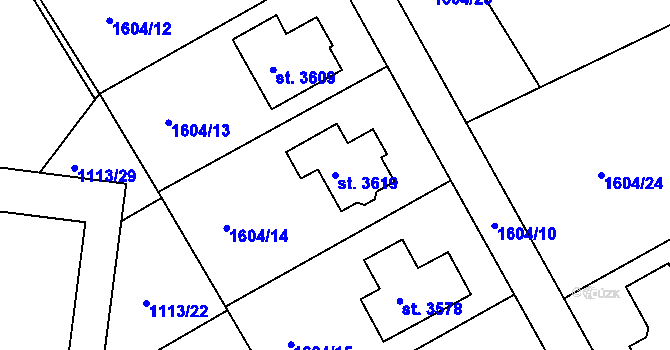 Parcela st. 3619 v KÚ Jičín, Katastrální mapa