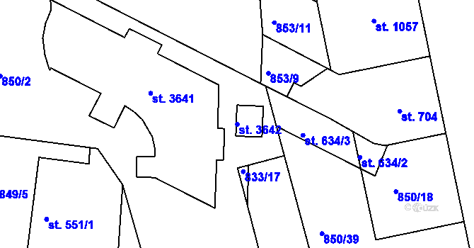 Parcela st. 3642 v KÚ Jičín, Katastrální mapa