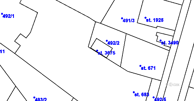 Parcela st. 3675 v KÚ Jičín, Katastrální mapa