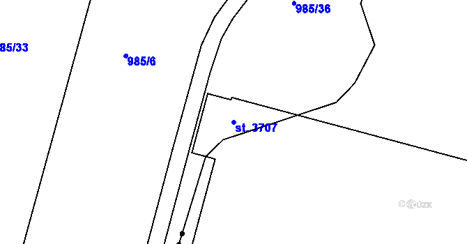 Parcela st. 3707 v KÚ Jičín, Katastrální mapa