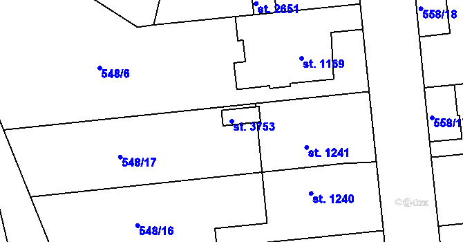 Parcela st. 3753 v KÚ Jičín, Katastrální mapa