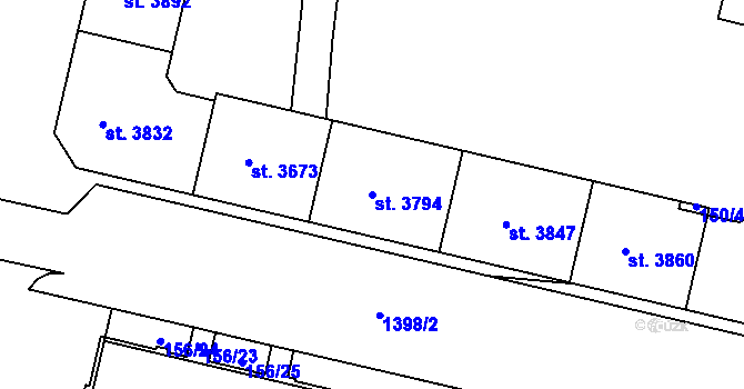 Parcela st. 3794 v KÚ Jičín, Katastrální mapa