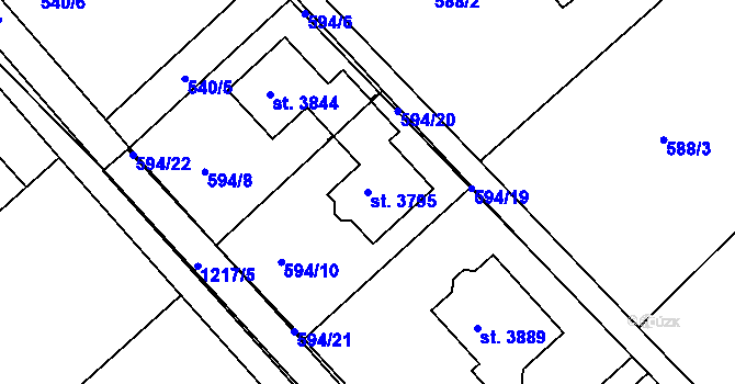 Parcela st. 3795 v KÚ Jičín, Katastrální mapa