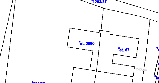 Parcela st. 3800 v KÚ Jičín, Katastrální mapa