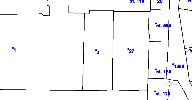 Parcela st. 3 v KÚ Jičín, Katastrální mapa