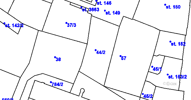 Parcela st. 44/2 v KÚ Jičín, Katastrální mapa