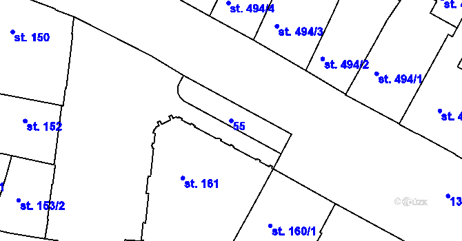 Parcela st. 55 v KÚ Jičín, Katastrální mapa