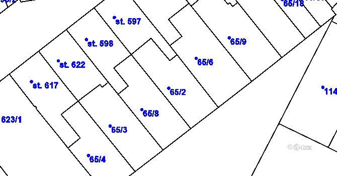 Parcela st. 65/2 v KÚ Jičín, Katastrální mapa
