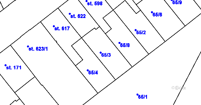 Parcela st. 65/3 v KÚ Jičín, Katastrální mapa