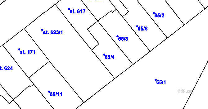 Parcela st. 65/4 v KÚ Jičín, Katastrální mapa