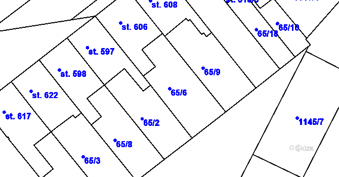 Parcela st. 65/6 v KÚ Jičín, Katastrální mapa