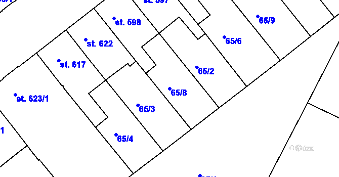 Parcela st. 65/8 v KÚ Jičín, Katastrální mapa