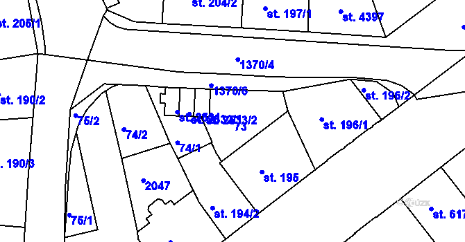 Parcela st. 73 v KÚ Jičín, Katastrální mapa