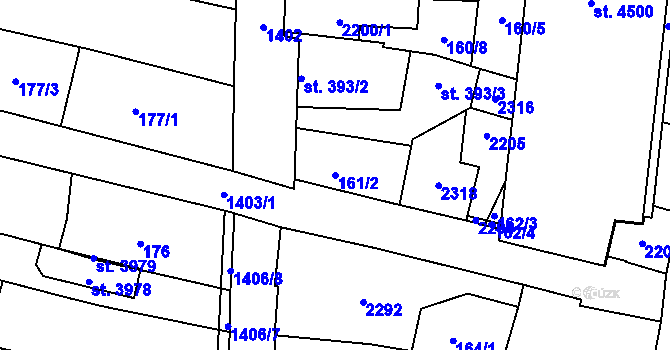 Parcela st. 161/2 v KÚ Jičín, Katastrální mapa