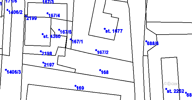Parcela st. 167/2 v KÚ Jičín, Katastrální mapa