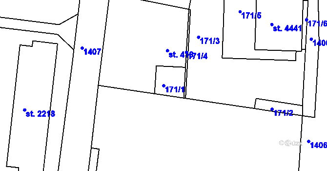 Parcela st. 171/1 v KÚ Jičín, Katastrální mapa