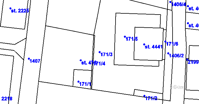 Parcela st. 171/3 v KÚ Jičín, Katastrální mapa