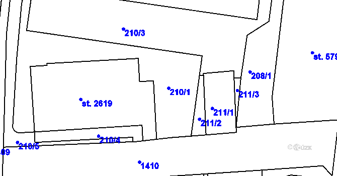 Parcela st. 210/1 v KÚ Jičín, Katastrální mapa