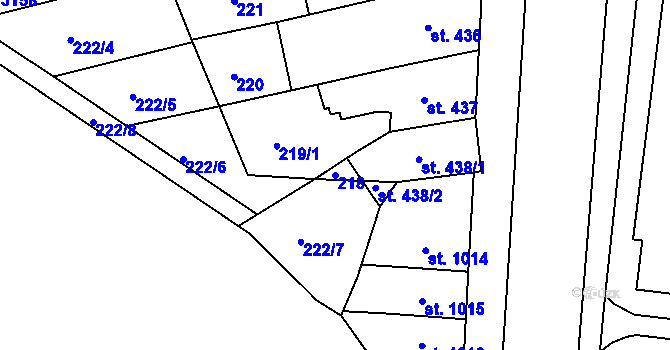 Parcela st. 218 v KÚ Jičín, Katastrální mapa
