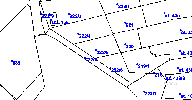 Parcela st. 222/5 v KÚ Jičín, Katastrální mapa