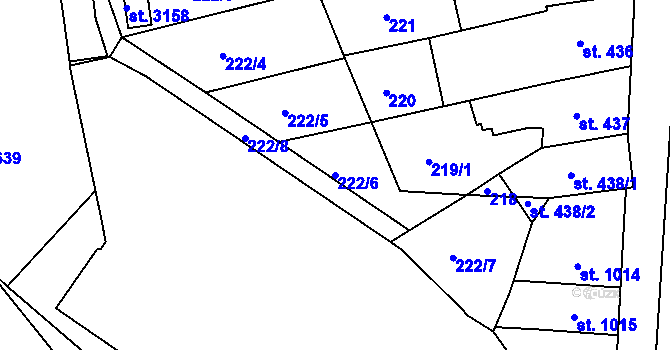 Parcela st. 222/6 v KÚ Jičín, Katastrální mapa