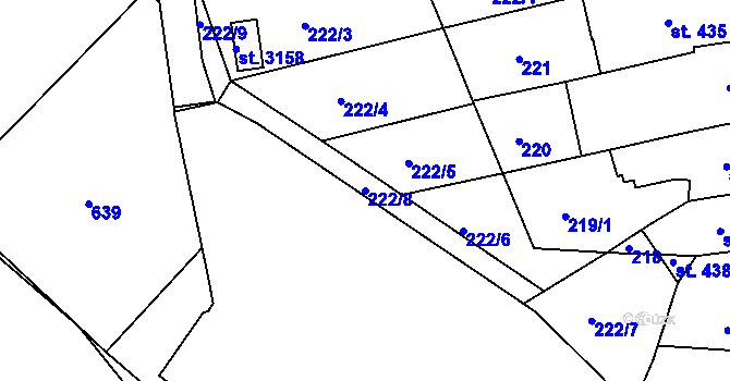 Parcela st. 222/8 v KÚ Jičín, Katastrální mapa