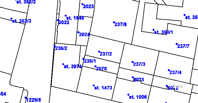 Parcela st. 237/2 v KÚ Jičín, Katastrální mapa