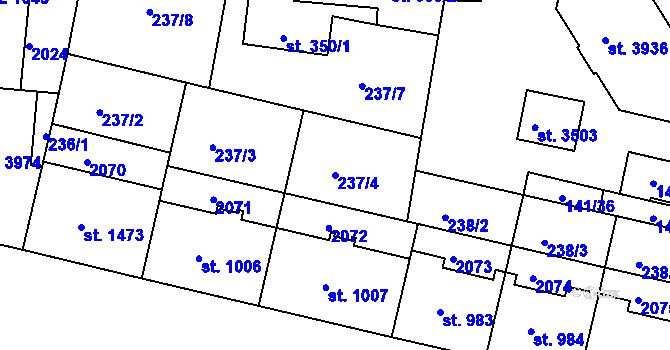 Parcela st. 237/4 v KÚ Jičín, Katastrální mapa