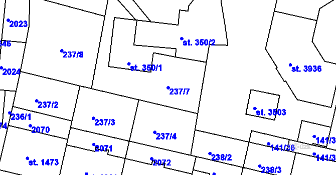 Parcela st. 237/7 v KÚ Jičín, Katastrální mapa
