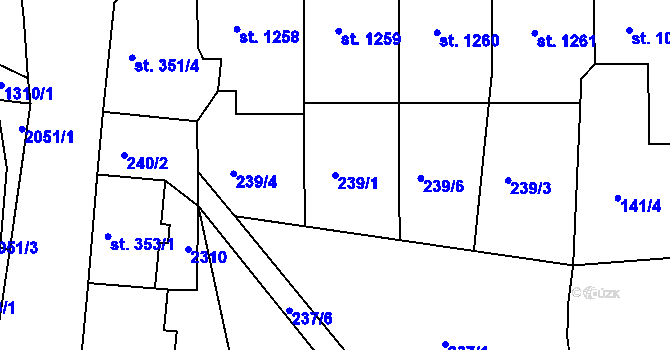 Parcela st. 239/1 v KÚ Jičín, Katastrální mapa