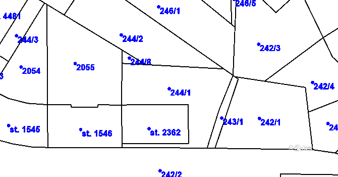 Parcela st. 244/1 v KÚ Jičín, Katastrální mapa