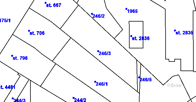 Parcela st. 246/3 v KÚ Jičín, Katastrální mapa