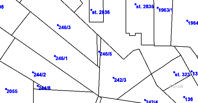 Parcela st. 246/5 v KÚ Jičín, Katastrální mapa