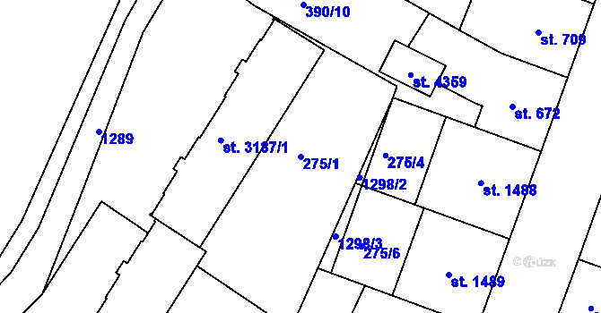 Parcela st. 275/1 v KÚ Jičín, Katastrální mapa
