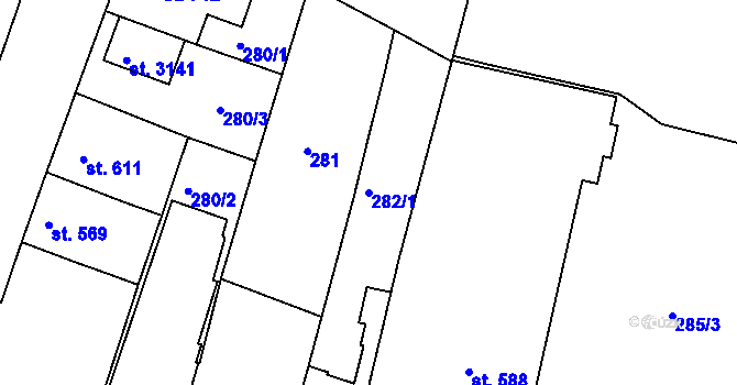 Parcela st. 282/1 v KÚ Jičín, Katastrální mapa