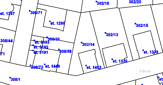 Parcela st. 302/14 v KÚ Jičín, Katastrální mapa