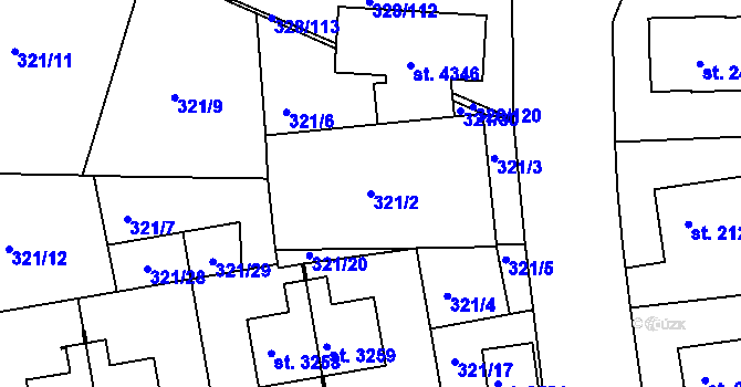 Parcela st. 321/2 v KÚ Jičín, Katastrální mapa