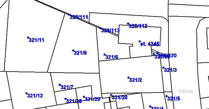 Parcela st. 321/6 v KÚ Jičín, Katastrální mapa