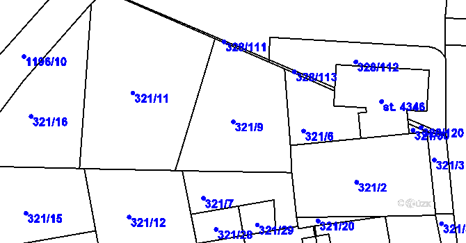 Parcela st. 321/9 v KÚ Jičín, Katastrální mapa