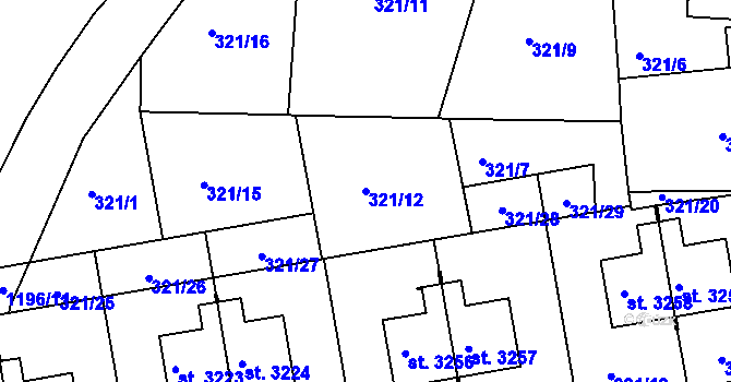 Parcela st. 321/12 v KÚ Jičín, Katastrální mapa