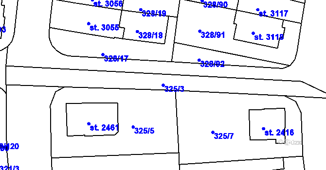Parcela st. 325/3 v KÚ Jičín, Katastrální mapa