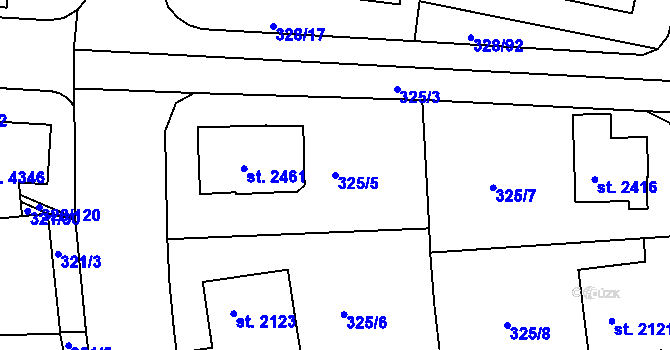 Parcela st. 325/5 v KÚ Jičín, Katastrální mapa