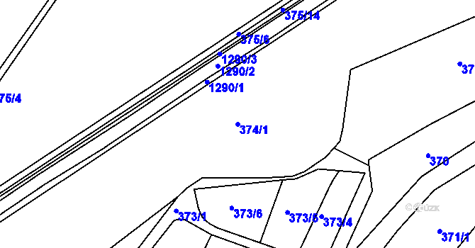 Parcela st. 374/1 v KÚ Jičín, Katastrální mapa